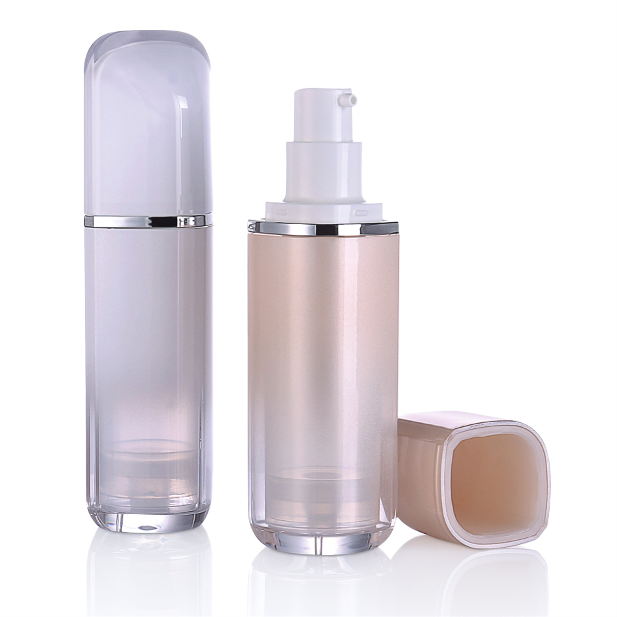 30 ml doppelwandige Perle weiße Lanzelless-Pumpenflasche für BB Feuchtigkeitscreme L14