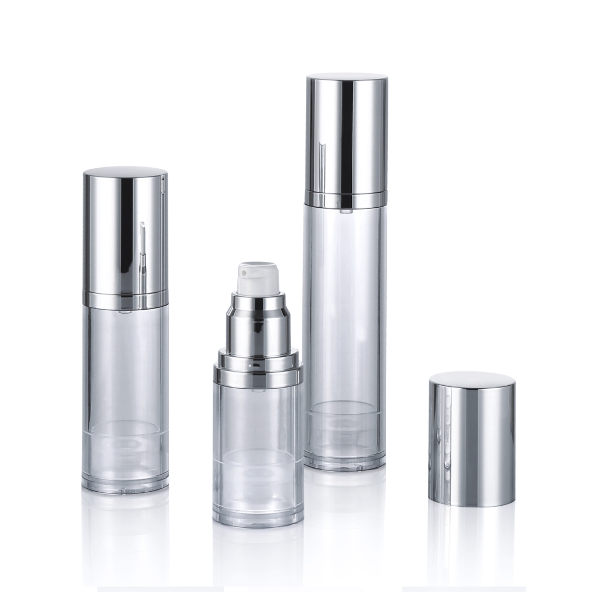 15 ml 30 ml 50 ml kundenspezifische glänzende/matte silberne kosmetische Hautpflege luftlose Pumpenflasche L04-1