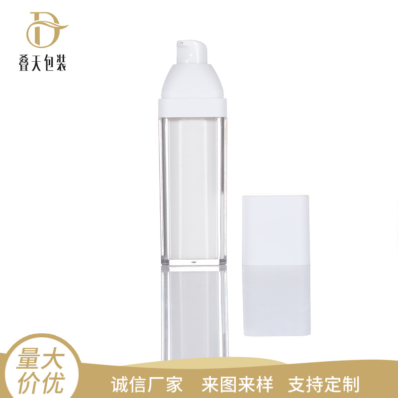 Weiße Quadrat Vakuumlotion Flasche 15/50 ml Doppelschicht Rotary Pressessenz Kosmetik Unterpackung Vakuumflasche