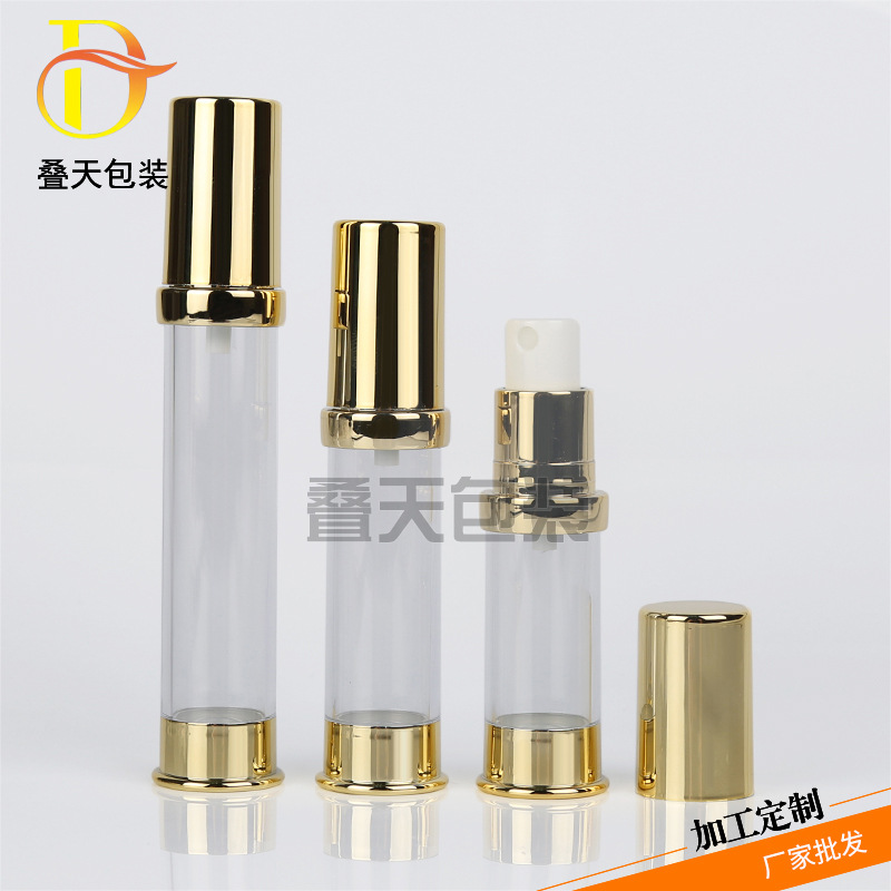 5 10 15 ml kosmetische Parfümflasche, goldener transparent, Drücken Sie, geteilte Flasche, gefrorene tragbare Vakuumflasche